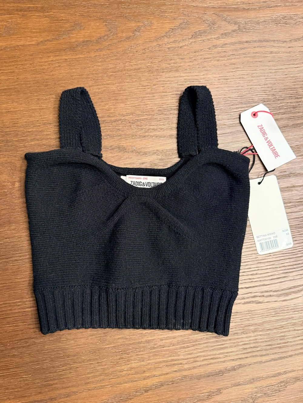 Zadig & Voltaire Black Knit Crop Tank